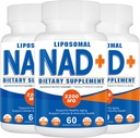 2200 mg Liposomal NAD+ Täiendus, NAD-lisa rakuenergiale, vananemise kadu, 180 kapslit