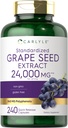 Carlyle Grape Seed Extract 24 000 mg ekvivalent 240 kapslit | Maksimaalne tugevus standardiseeritud ekstrakt | Mitte- GMO, Gluteenivaba