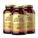 Solgar näritav kaltsium 500 mg - 120 vahtu, pakend 3 - edendab luu- ja lihaskonna tervist - mitte-GMO, vegan, gluteen, nisu ja piima vaba, Kosher - 180 kogu serveerimine