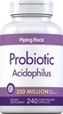 Piping Rock Probiootiline Acidophilus kapslid | 250 miljonit CFU | 240 pillid | Toidulisand | Mitte-GMO, Gluteenivaba