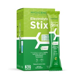 MYOXCIENCE Electrolyte STIX | Kreatiinelektrolüütpulber | Treeningust ja lihaste arengust taastumine ilma tõelise soolata (sidruni laimi maitse) (kuus 30 ct)