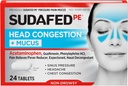 Sudafed PE pea ummistus + lima tabletid siinusrõhu, valu ja ummikute jaoks, 24 ct