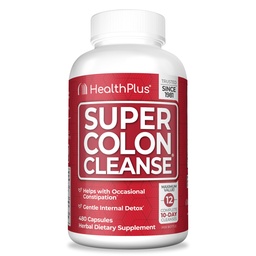 Health Plus Super Colon puhastab 120-päevase pakkumise õrn soolestiku puhastamiseks, Psyllium Husk, kõhukinnisuse leevendamiseks probiootikumid ja seedetrakti tugi, 480 kapslit