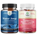 Bundle of Water Away Pills - Fluid Retention Supplement koos Dandelion Leaf Extract puhumiseks Relief - Kapslid jalgade ja jalgade turse ja naiste multivitamiini kummikud täiskasvanutele Energia ja immuunsus