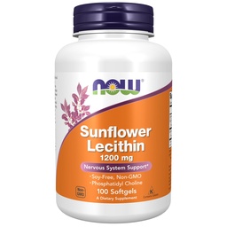 NOW Foods Supplements, päevalilleletsitiini 1200 mg koos fosfatidüülkoliiniga, 100 softgels