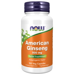 NOW Toidulisandid, Ameerika ženšenn (Panax quinquefolius) 500 mg, taimsed toidulisandid, 100 Veg kapslit