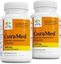 Terry Naturally CuraMed 500mg - Antioksüdant täiendada aju ja immuunsüsteemi tervise toetust - täiendus kurkumiini ja kurkum eeterlik õli - taimse maksa toetust - 60 Softgels (pakk 2)