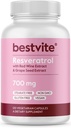BESTVITE Resveratrool 700mg (120 taimekapslit) punase veini ekstrakti ja viinamarjaseemne ekstraktiga - standardiseeritud 50% transresveratrooliga - Stearaatide puudumine - vegan - non GMO - gluteenivaba
