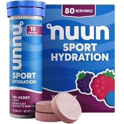Nuun Sport elektrolüüt tabletid magneesiumi, kaltsiumi, kaaliumi, kloriidi ja naatriumi, gluteenivaba ja vegan, Tri-Berry, 8 Pack (80 Servings Total)
