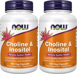 NOW toidulisandid, koliin ja inositool 500 mg, terve närviülekanne *, närvisüsteemi tervis *, 100 kapslit (2. pakendis)