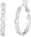 Senteria 925 Sterling Silver Earrings Hoop naistele Kerged keerdunud Hoop Kõrvarõngad koos kuubiktsirkooniumiga Hüpoallergeensed Kõrvarõngad (20/30/40/50/60MM)
