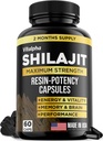 Vaik-Potency Shilajit kapslid (50% Fulvic Acid) - 500mg Max Potency Extract - Organic Shilajit - Valmistatud USA - 85+ Jälje mineraalid - igakuine pakkumine - 60 loend