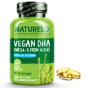NATURELO Vegan DHA - Omega 3 õli vetikatest - aju, südame, liigese, silmade tervise lisand - annab naistele, meestele ja lastele olulisi rasvhappeid - täiendab sünnieelseid vitamiine - 60 softgelit