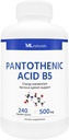 ML Naturals Pantoteenhape B5 240 Taimsed kapslid. Energia ainevahetus, närvisüsteemi tugi, NSF-sertifitseeritud ja cGMP-vastav