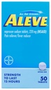 Aleve , valu leevendaja / palaviku vähendaja 220 mg tabletid , 50 loend
