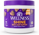 Wellness Barkin' Bacon Maitsestatud Pehme närimisnahk & Coat Supplements koertele, 90 Count