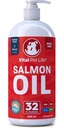 Lõheõli koertele ja kassidele - tervislik nahk ja kate, kalaõli, oomega 3 EPA DHA, vedel toidulisand lemmikloomadele, kõik looduslikud, toetab liigeste ja luude tervist, looduslikku allergiat ja põletikutõrjet, 32 oz