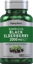 Piping Rock Elderberry kapslid | 2000 mg | 180 pillid | Sambucus Herbal Extract Supplement | Kontsentreeritud ekstrakt | Non-GMO, Gluteenivaba