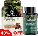 PlantFusion Protein Powder & Organic Women's Multivitamiin Bundle - 21g Taimne Valk BCAA-dega, Puhas Koostisained & Maitsev Lõhn Plus 19 Olulised vitamiinid energia, immuunsuse ja südame hea