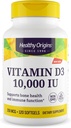 Tervislik päritolu D3-vitamiin 10 000 RÜ (GMO-väline, kõrge potentsi, luude tugi, immuuntoetus, gluteenivaba), 120 Softgels