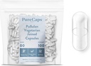 PureCaps USA - Tühjad taimetoitlased Vegan Pullulan Pill Kapslid Suurus 00 | 100 Ühendatud Pillid | Selge | Mitte-GMO sertifitseeritud | SLS, Gluteen, säilitusainevaba