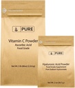 Puhas originaalkoostisosa C-vitamiini pulber ja hüaluroonhappe komplekt, erinevad suurused, peen pulber, vees lahustuv