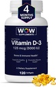 WOW täiendused Vitamiin D3 5000 IU Softgels, 125 mcg - Vitamiin D3 5000IU Täiendus Tugevad Luud ja immuunsüsteemi tugi - Mitte-GMO, Gluteenivaba D-vitamiin 5000 IU - VIT D3 5000 IU Softgels - 120 Count