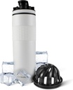 Ice Shaker Isolated Roostevabast terasest Shaker Bottle | 20 oz, White | Külm 24+ tundi | Isoleeritud tassi Twist-on Agitator | Lõhnavaba pudel proteiinikokteilid, vesi, smuutid, kokteilid