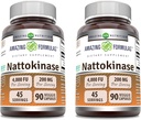 Hämmastav valem Nattokinaasi dieet Täiendus 100 mg Veggie kapslid Täiendus | 2000 FU Ensüümi aktiivsus | Mitte-GMO | Gluteenivaba | Valmistatud USAs (90 Count | 2 Pack)