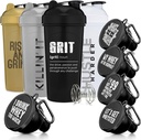 GOMOYO Fitness Bundle - 4-pakilised raputuspudelid agitaatoriga + 5-pakilised valgulehtrid karabiiniga, BPA-vaba ja nõudepesumasina ohutu