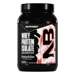 NutraBio 100% vadakuvalk isolaatvalgu pulber, 25 g valku koos täieliku aminohappeprofiiliga, GMO-vaba, soja- ja gluteenivaba, madala kalorsusega vadakuvalgu pulber, maasikajäätis, 2 lbs