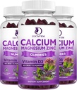 Kaltsium Magneesium Tsink Gummies witn Elderberry and Sea Moss, Kaltsium Magneesium 2: 1 Sisaldab Magneesium Glütsinaati, Vitamiin D3, Luud, lihased, Rahulik meeleolu ja une tugi , 60 Gummies (3 pakendit)