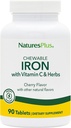 NaturesPlus Chewable Iron, Cherry - 90 Tablets, Pack of 2 - Supports Healthy Blood & Natural Energy Production - High-Potency Supplement with Vitamin C & Herbs - 180 Total Servings