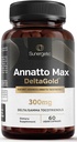 Sunergetic Premium Annatto Tokotrienol Supplement - koos DeltaGold - Tokotrienoolid Vitamiin E 300 mg - toetab maksa, immuunsüsteemi ja südame tervist - Delta + Gamma Tokotrienoolid (60 vedelat kapslit)