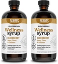 Norm's Farms Wellness Black Elderberry Syrup koos mee, kaneeli ja nelgiga - valmistatud USA-s, looduslik immuuntoetus, alkoholi või täiteaineteta, gluteenivaba, GMO-vaba, vegan, puhas Elderberry siirup - 2PK 8 Oz