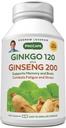 ANDREW LESSMAN Ginkgo 120 Plus ženšenn 200mg - 30 kapslit - standardiseeritud ekstraktsegu aju, mälu ja kognitiivse funktsiooni toetamiseks. Adaptogen, võitleb stressi ja väsimusega. Ei mingeid lisaaineid