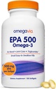 OmegaVia EPA 500, puhastatud oomega-3 kalaõli lisand, 500 mg EPA triglütseriidide kujul, Burpless Fish Oil, Non-GMO, Gluteenivaba, IFOS 5-Star, 120 Softgels
