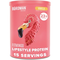 BIRDMAN Fitmingo Veganvalgu pulber inositooli, kollageeni võimendajate, hüaluroonhappe ja vitamiinidega | Madala süsivesikusisaldusega, piimavaba, madala kalorsusega | 23g taimset päritolu mustikavalgu pulber müo-inositooliga