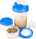 16oz Protein Shaker Bottle koos Shaker Ball ja 2 Storage Jars | BPA-Free Plastic Cup selge mõõtmisskaala | Ideaalne Valgu Segud ja pillid | Portable Pre-Workout Drink Cup (sinine)