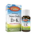 Carlson - Super Daily D3 + K2, 50 mcg D3 + 45 mcg MK-7, Heart & Bone Health, 90 vedelat tilka, 2,54 ml