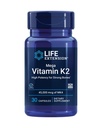 Elu pikendamine Mega Vitamiin K2 Suur potentsi tugevate luude jaoks, kliiniliselt uuritud 45 mg K2 annus, soodustab tervislikku luutihedust, gluteenivaba, mitte-GMO, 30 kapslit