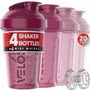VELOMIX - 4 PAKK - 20 OZ Valgupurustaja pudelid valgusegude jaoks, Shaker Cups valgukokteilide jaoks, Small Shaker Bottle Pack, Shaker Cup, Shakers for protein Shakes (Berry Blend)
