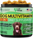 Koer Multivitamiin närimistable koos Glükosamiini & Lõheõli – Made USA – Kutsikas & Senior Supplement – 120 Chews – Daily Wellness Support liigeste, immuunsüsteemi, naha ja kate, süda ja seedimine
