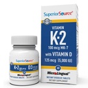 Superior Allikas K2 (MK-7) 100 mcg, koos D3 (5000 RÜ) lisandiga, kiire lahustamine MicroLingual tabletid, 60 loend, tugevda luud, südame-veresoonkonna ja immuunsüsteemi tugi, mitte-GMO