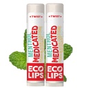 Eco Lips Certified Organic Medicated Lip Balm külma haavandid ja palavik Blisters Menthol, Teepuu ja Sidrun Balm 2 pakendi Eco Lips 100% Natural. Valmistatud USA-s