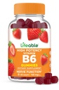 Elujõuline Vitamiin B6 kummikud | 100mg | Hea maitse VIT B6 täiendus | Vegan B6 vitamiinid närvide tugilisandiks | Vitamiin B 6 täiskasvanutele, meestele, naistele | 60 kummikuid