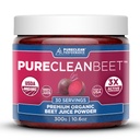 PureClean Beet Premium Beet Juice Pulber - 100% orgaanilise lämmastikoksiidi toetus kliiniliselt tõestatud 3X suuremale ringlusele, vastupidavusele ja energiale - uhkelt külmpressitud, ökosõbralik, USA - 30 serveerimist