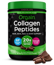 Orgaini hüdrolüüsitud kollageenpeptiidide pulber naistele ja meestele, šokolaad, 20 g rohusöödetud kollageen - juuksed, nahk, küüned ja ühine tugilisand, Paleo & Keto, mitte-GMO, tüüp I ja III, 1lb
