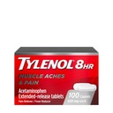 Tylenol 8 Hour Acetaminophen 650 mg Extended Release Caplets, Fast Acting Bi-Layer Design, Quick & Long Lasting Pain Relief lihaste, liigeste, selja ja artriidi valud, palaviku vähendaja, 100 Count