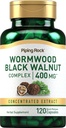 Piping Rock Wormwood Black Walnut Capsules 400mg | 120 Count | Herbal Extract Complex | Non-GMO, Gluteenivaba täiendus